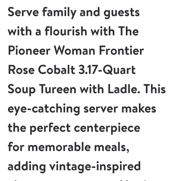 New Pioneer Woman Frontier Rose Soup Tureen with Ladle - Picture 2 of 8